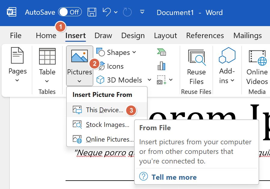 microsoft word insert picture