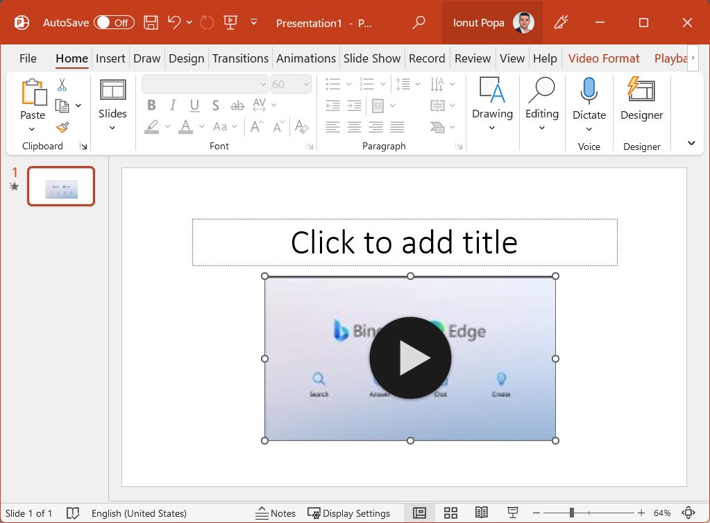 powerpoint youtube video object