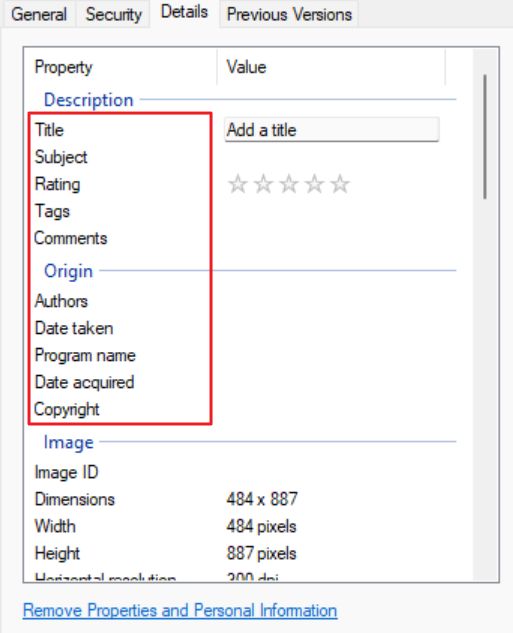 windows file metadata add edit details