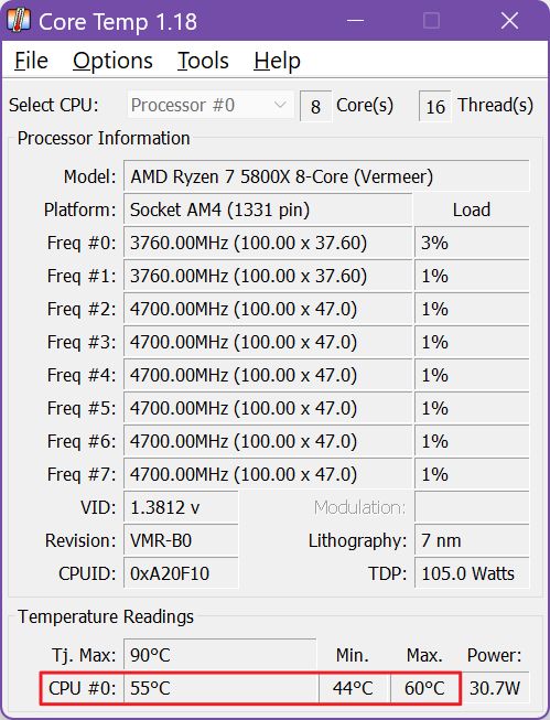 kerntemperatur cpu-temperatur