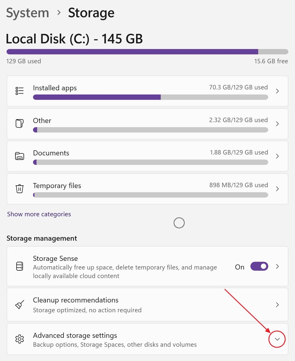 windows settings system storage advanced settings