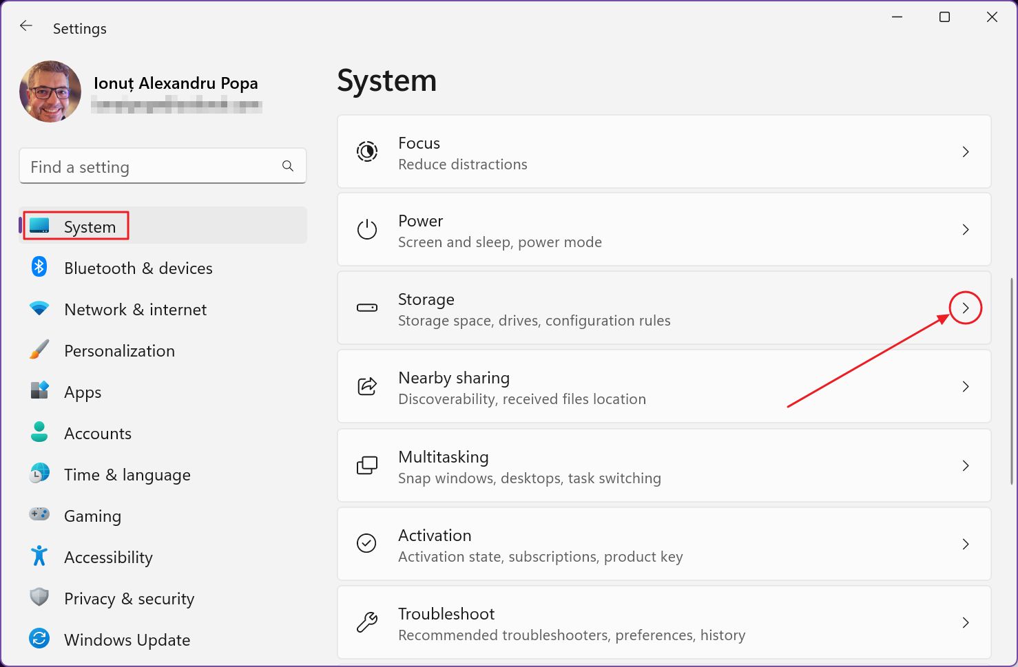 windows settings system storage