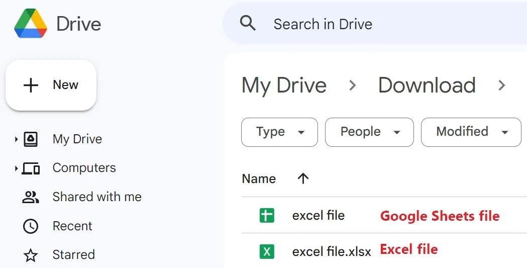 Excel-Datei in Google Sheets-Format konvertiert