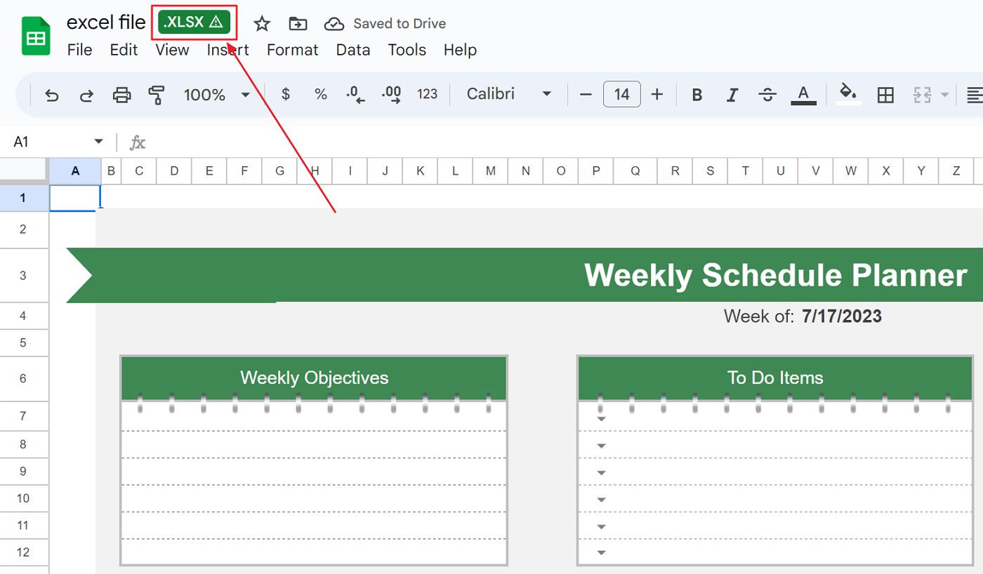 archivo excel editado en google sheets