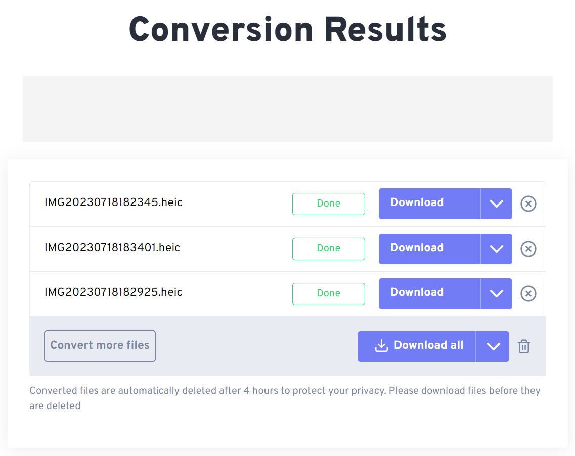 Risultati della conversione freeconvert