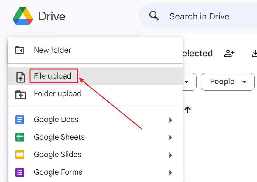 google drive new file upload