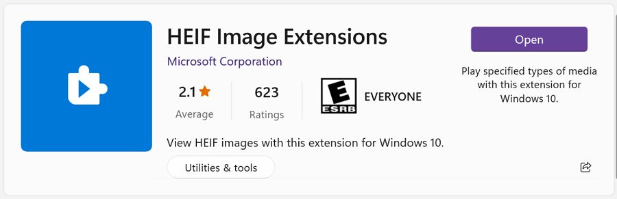 microsoft store heif image extensions