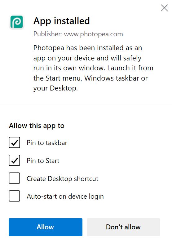 photopea app installée