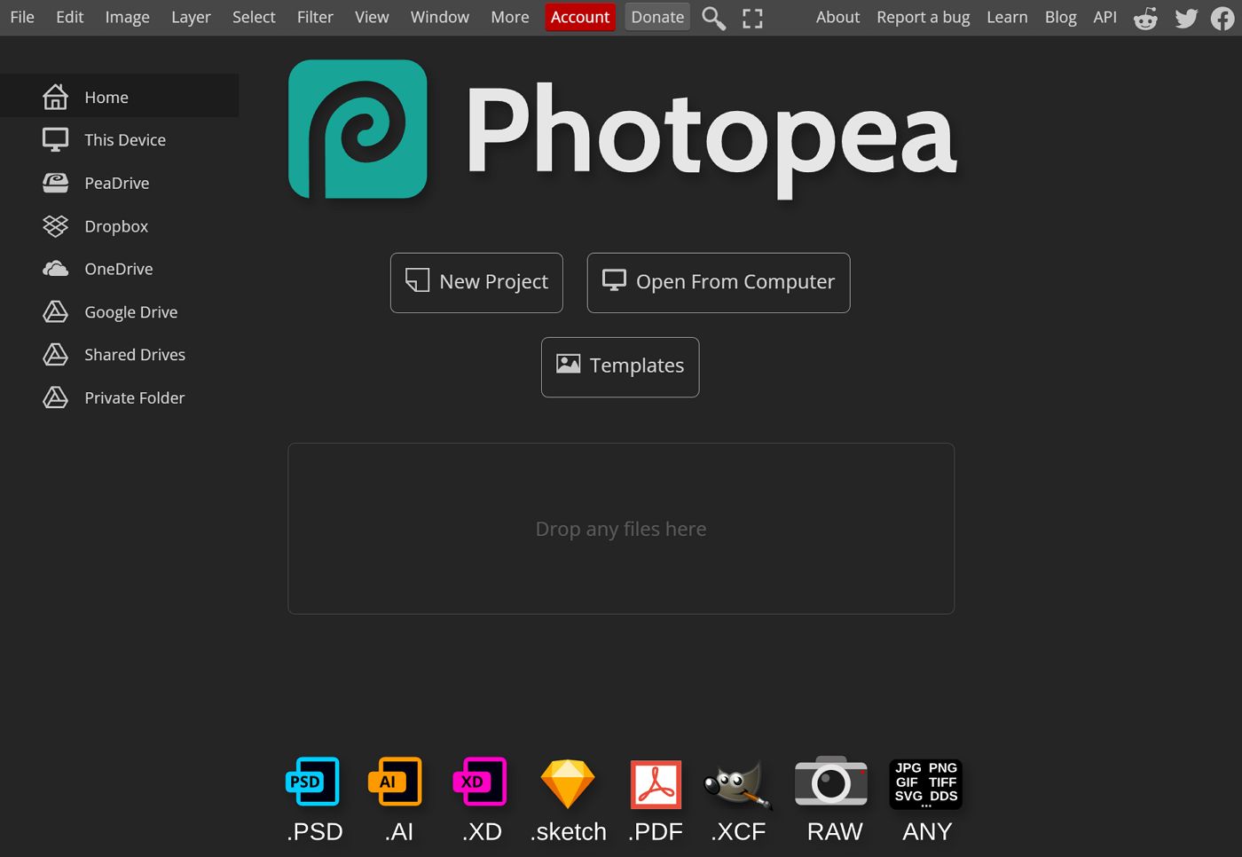 editor di immagini online photopea