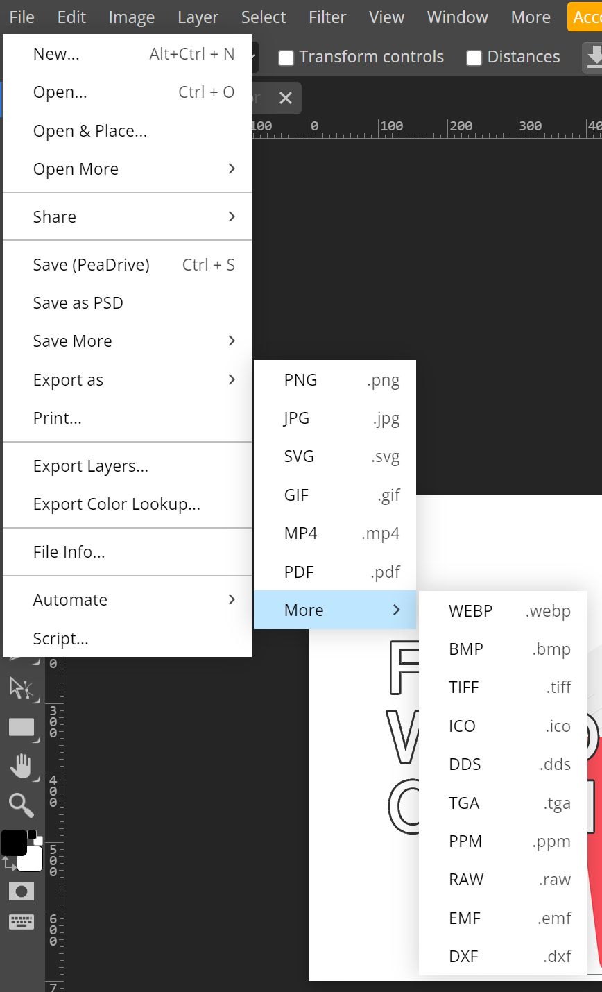 formatos de imagen compatibles con photopea