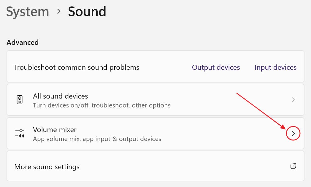 windows settings sound advanced volume mixer