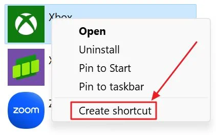 appsfolder create shortcut
