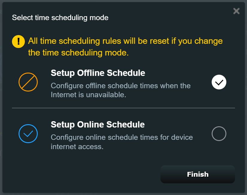 asus router select time scheduling mode