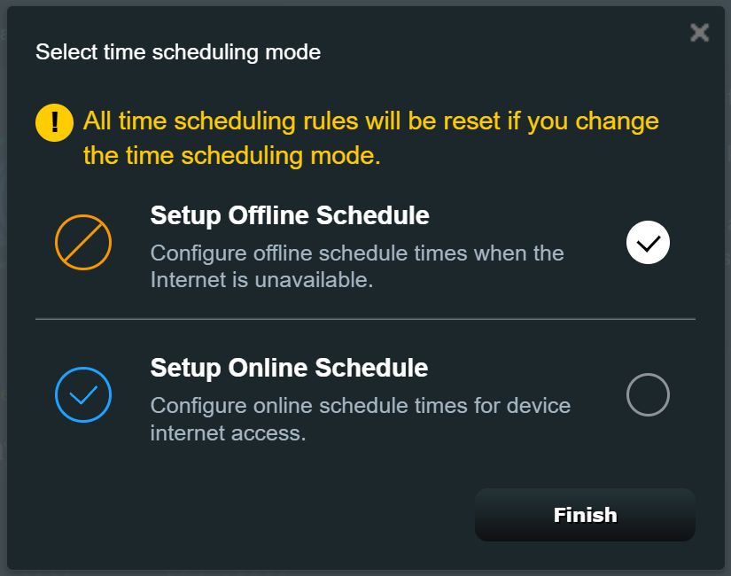 router asus seleziona la modalità di programmazione temporale