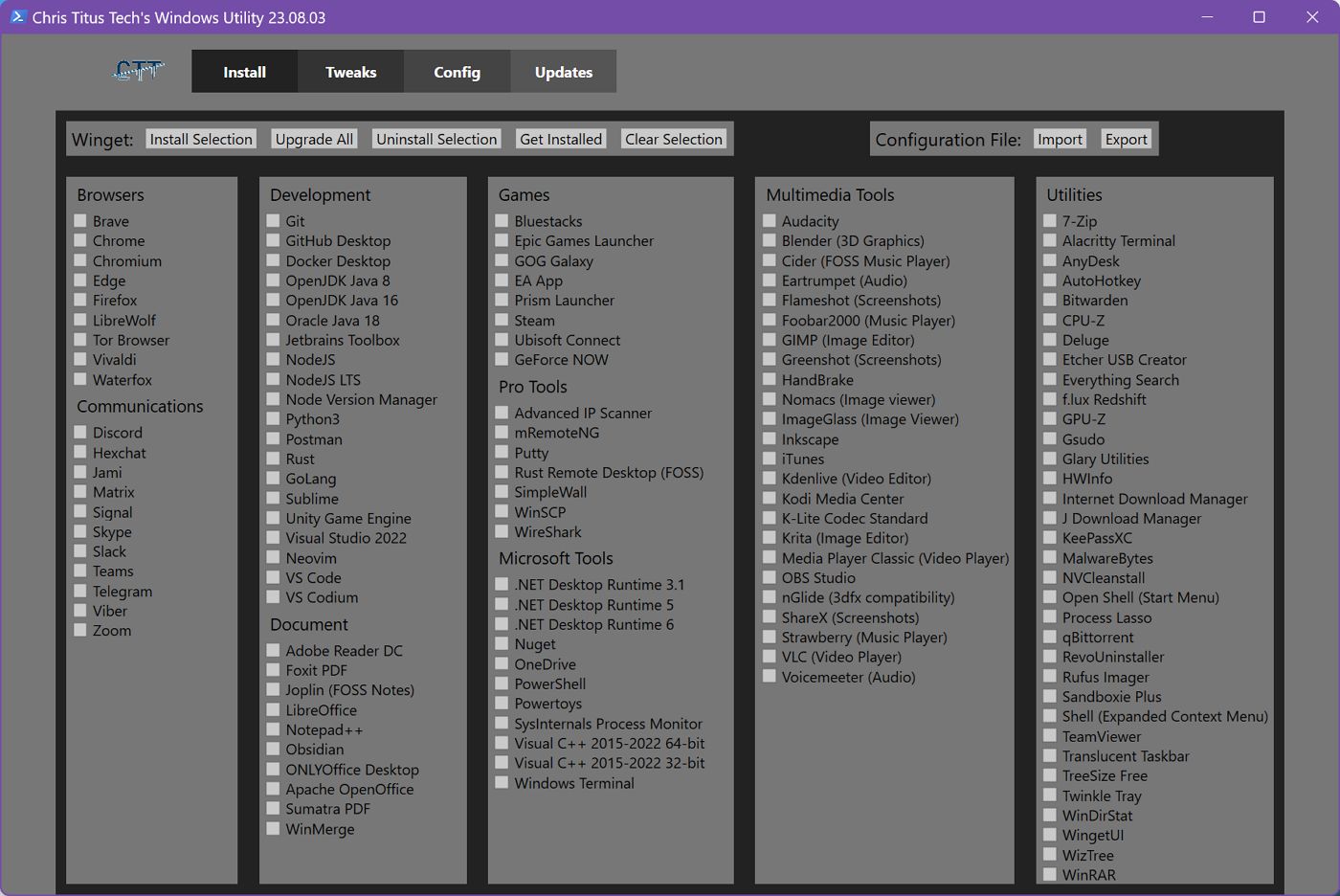 chris titus tech windows utility install programs