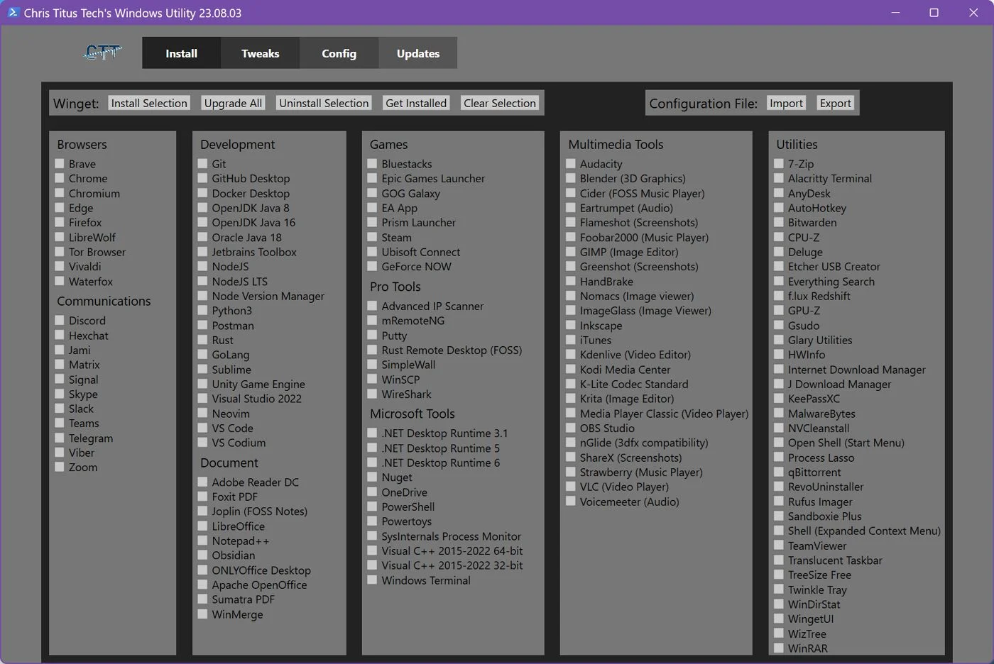chris titus tech windows utility install programs