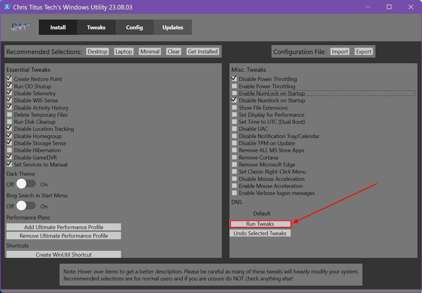 chris titus tech windows utility tweaks