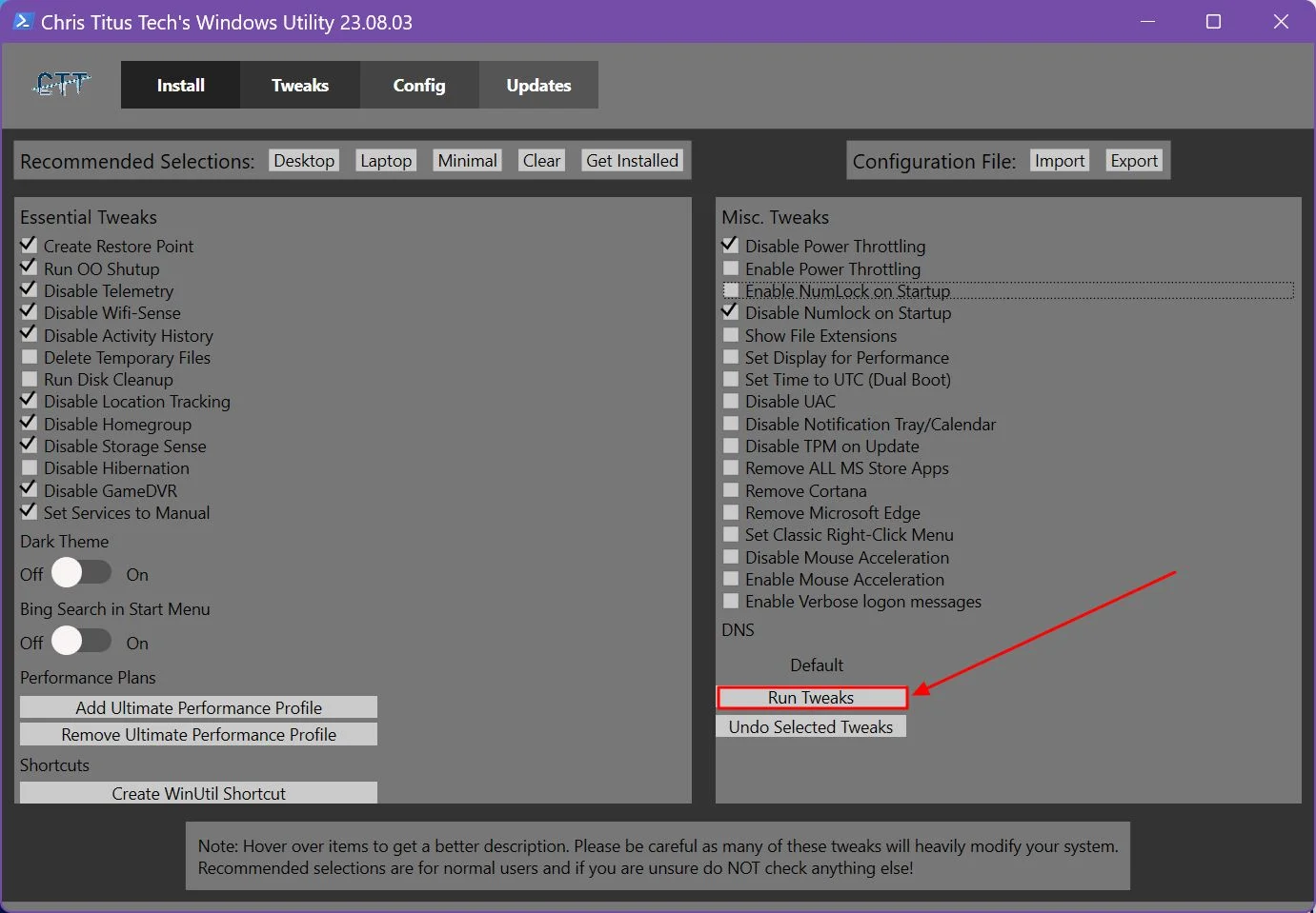 chris titus tech windows utility tweaks