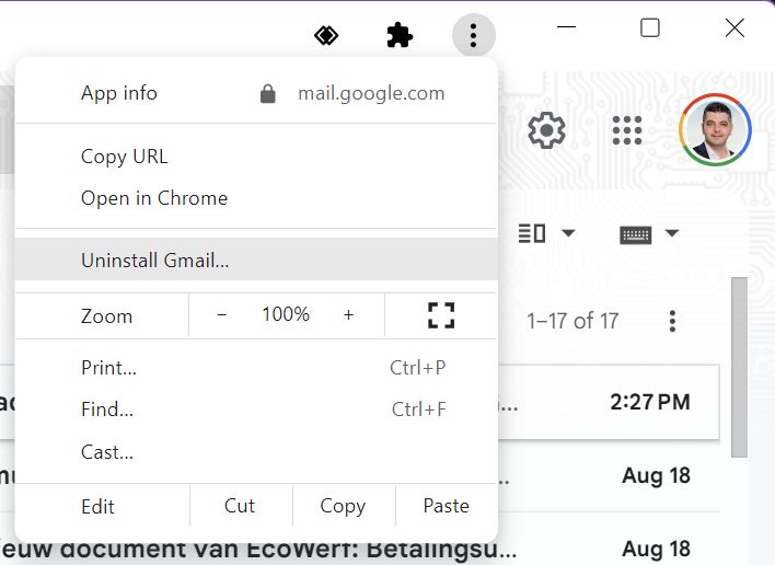 chrome website desktop app uninstall