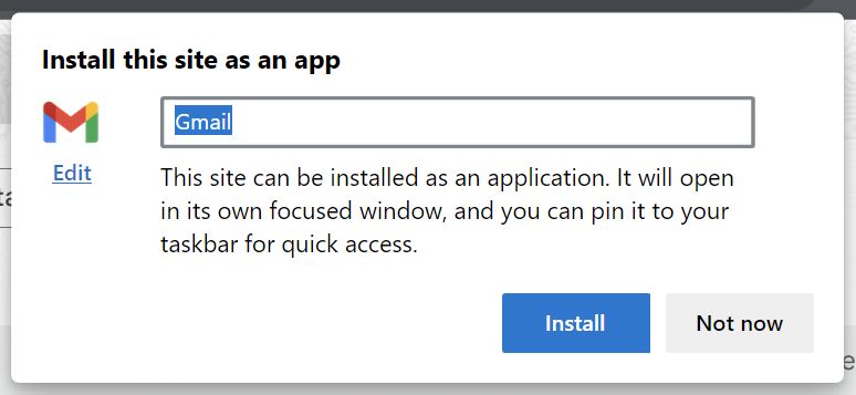 edge install this website as an app name prompt