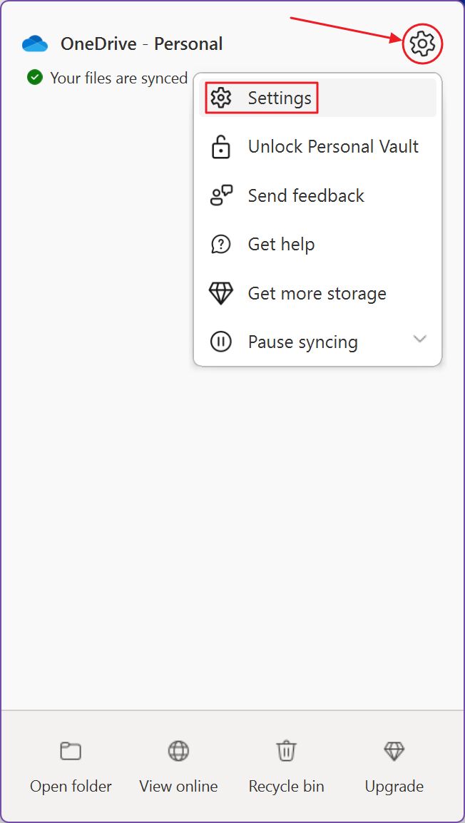 onedrive desktop app settings