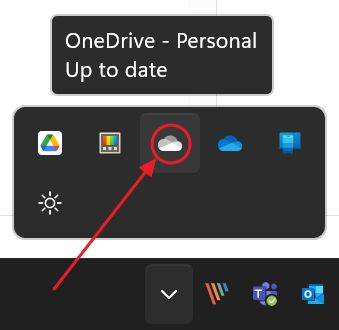 onedrive desktop personal system tray icon