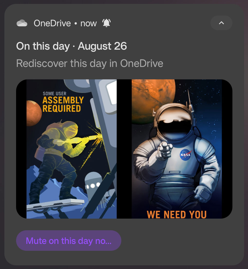 onedrive on this day android notification