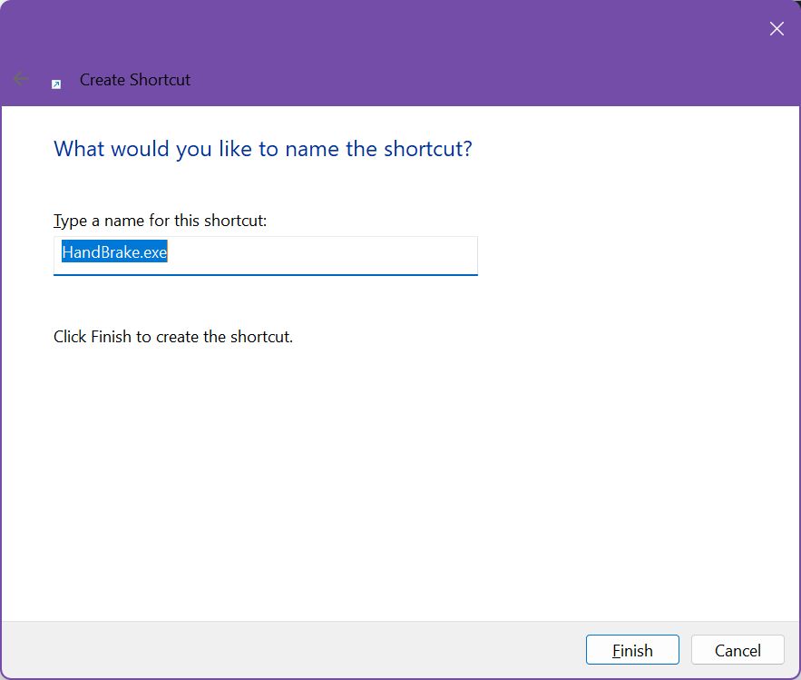 windows create shortcut name
