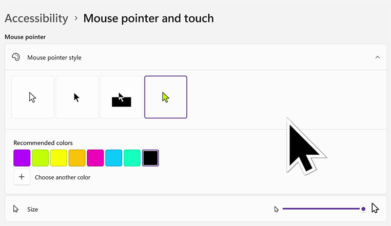 windows mouse cursor maximum size