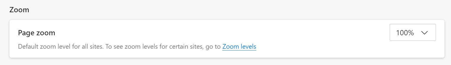 edge browser default zoom level all sites