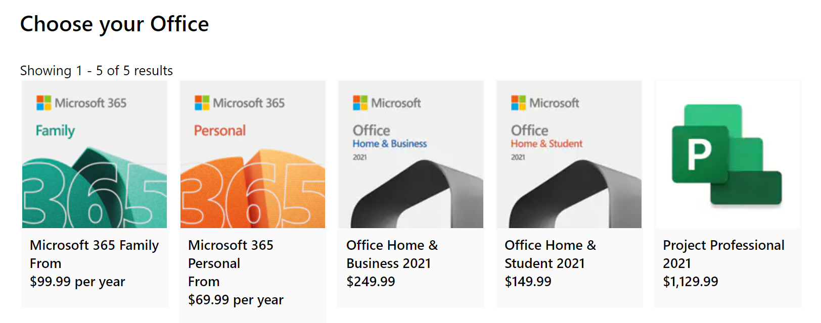 microsoft office product lineup