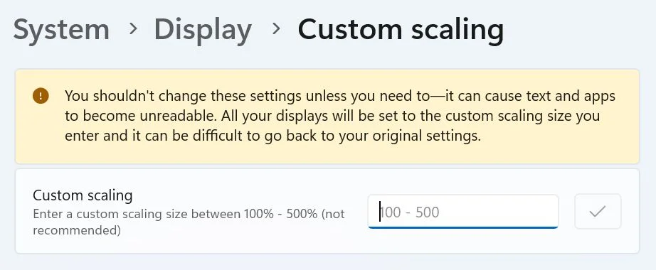 windows custom scaling option
