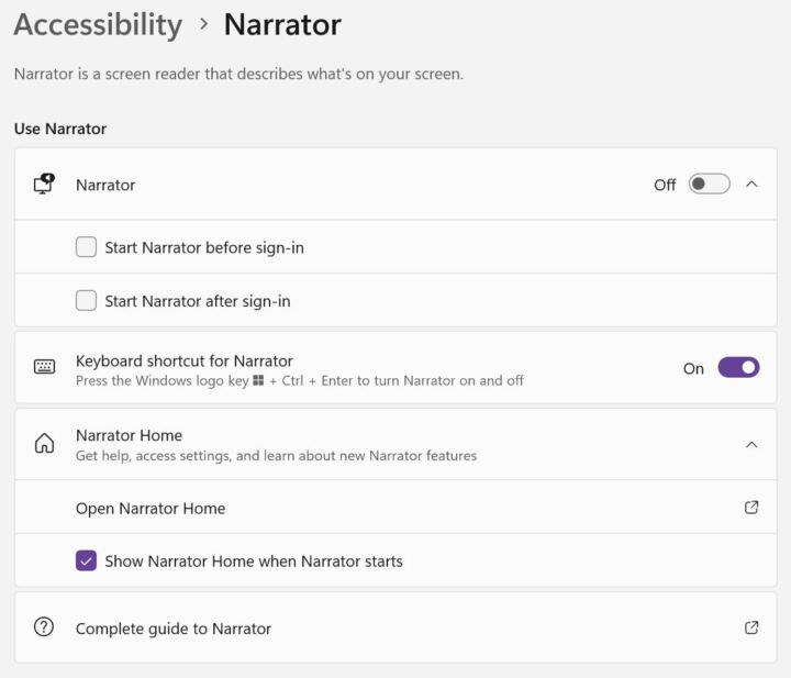 How to use windows narrator to read text and elements on the screen