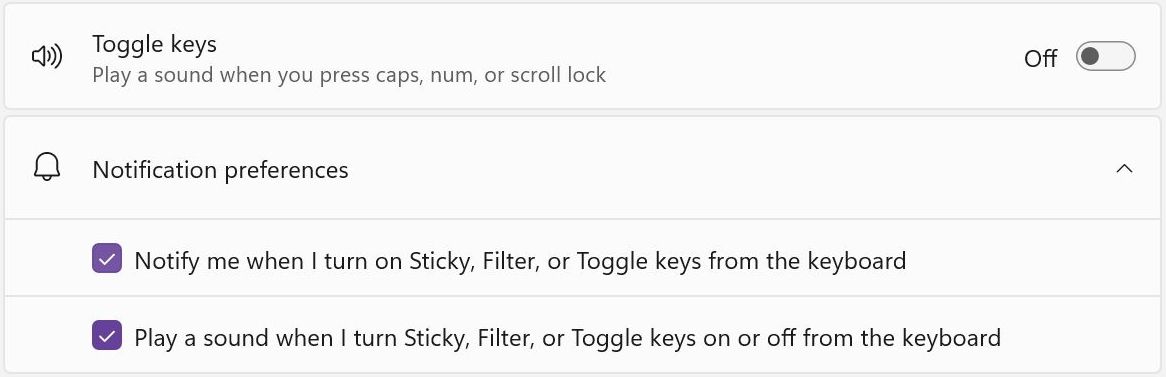 definições do windows acessibilidade teclas de alternância do teclado e notificações