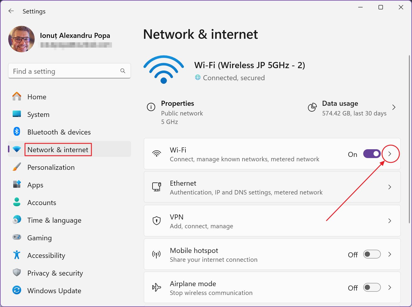 windows settings network and internet wi fi