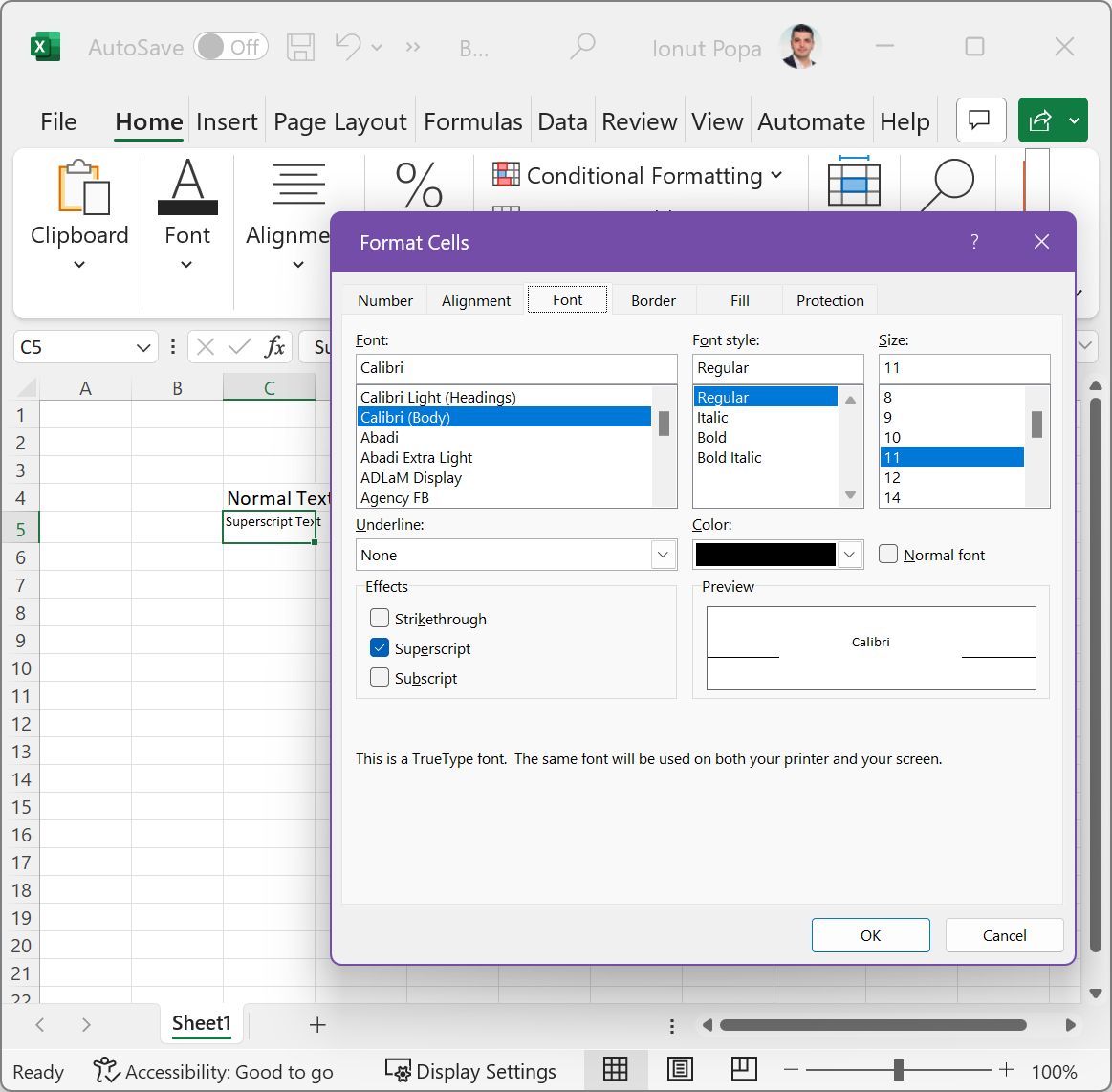 excel format cells font style properties