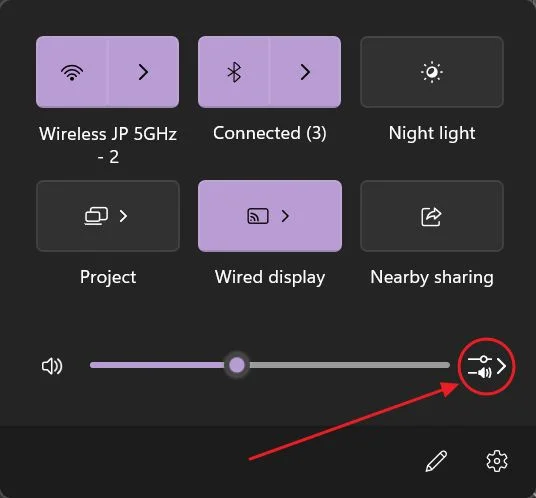 windows 11 quick toggles sound output volumes