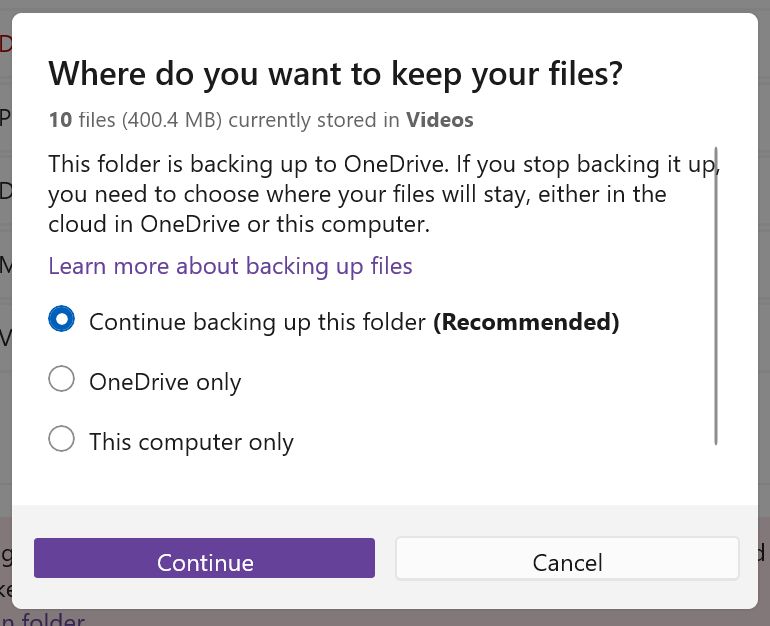 windows backup remove folder where do files go question