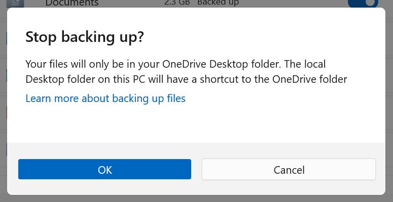 windows backup stop backing up folder question