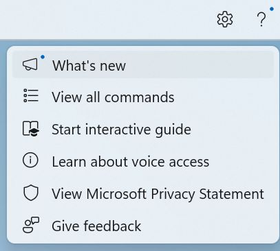 voice access help menu