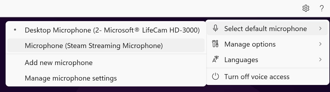 voice access microphone settings
