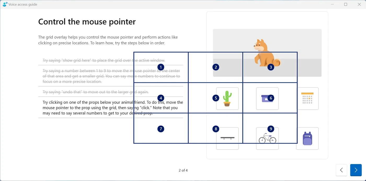 accesso vocale cursore del mouse spostamento zone tweak