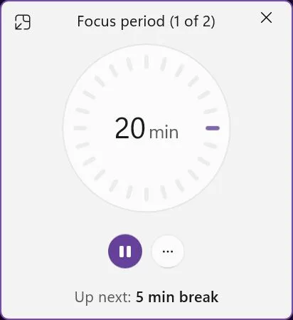 windows focus session enabled widget