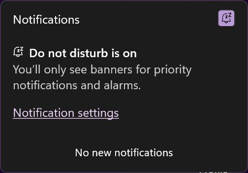windows notifications do not disturb is on