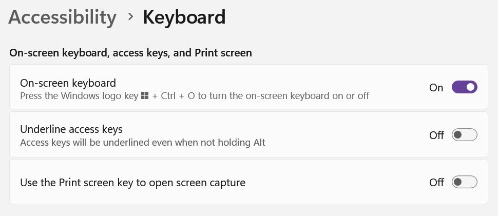 windows settings accessibility on screen keyboard options