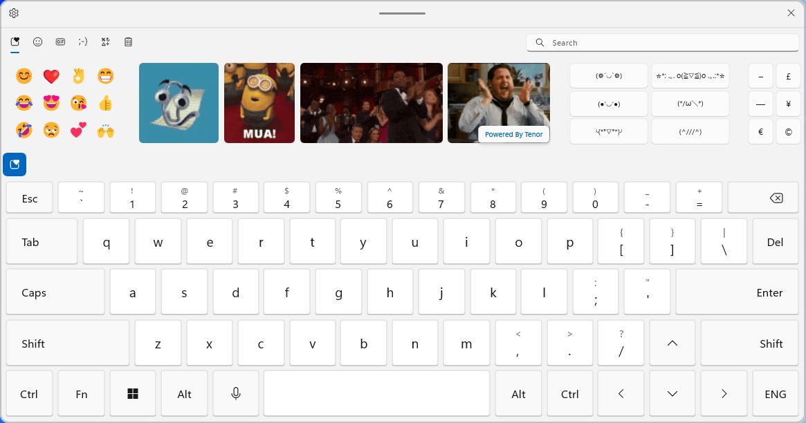 windows touch keyboard gif smiley special characters