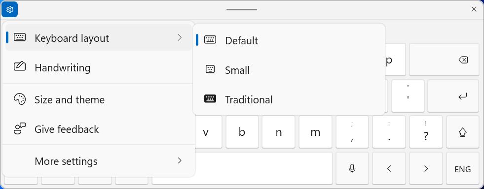 windows touch keyboard settings menu