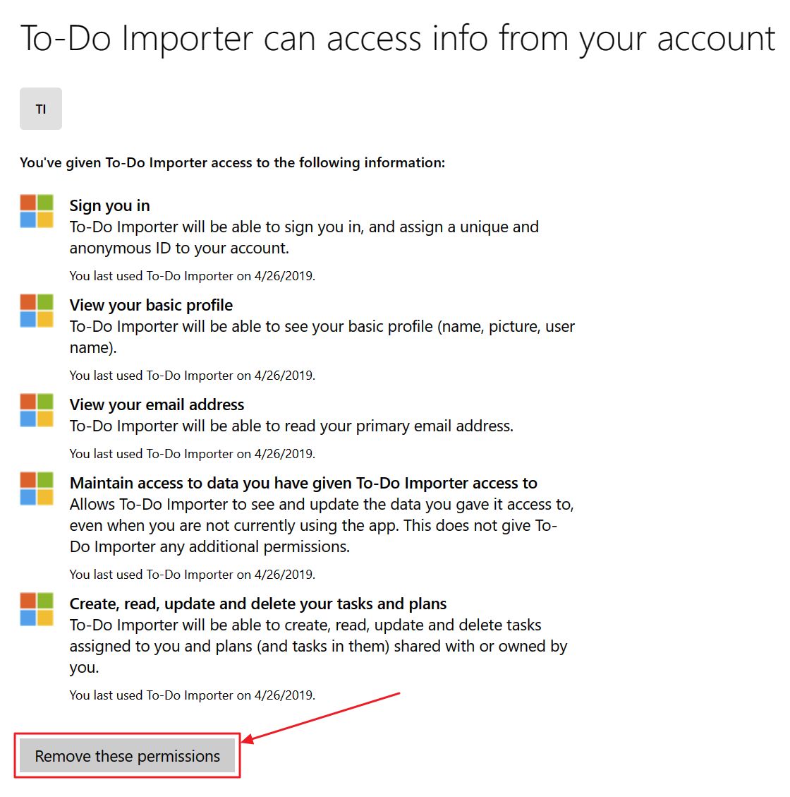 microsoft privacy dashboard apps and services with access remove permissions