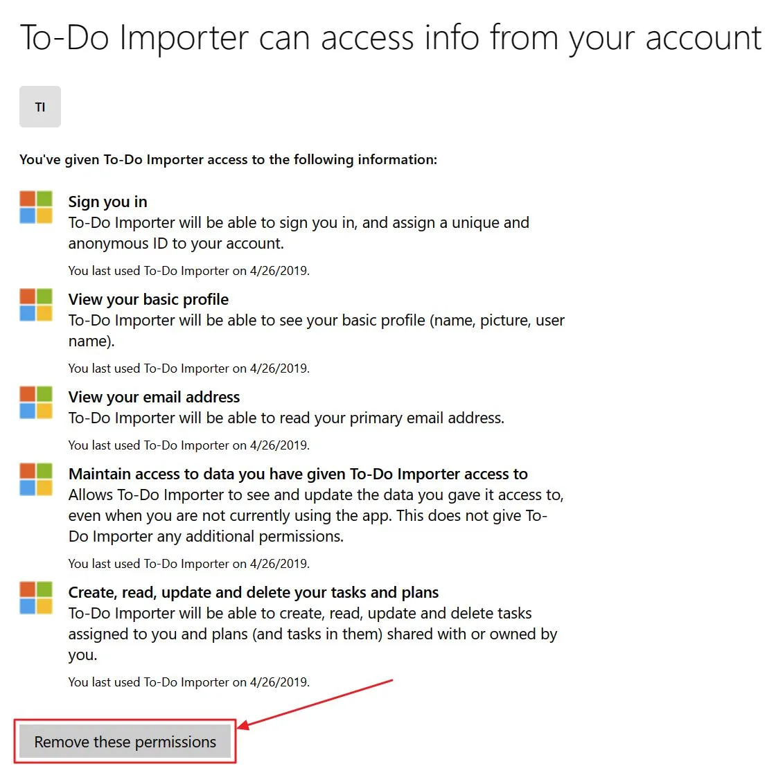 マイクロソフト・プライバシー・ダッシュボード アプリとサービス アクセス許可を削除する