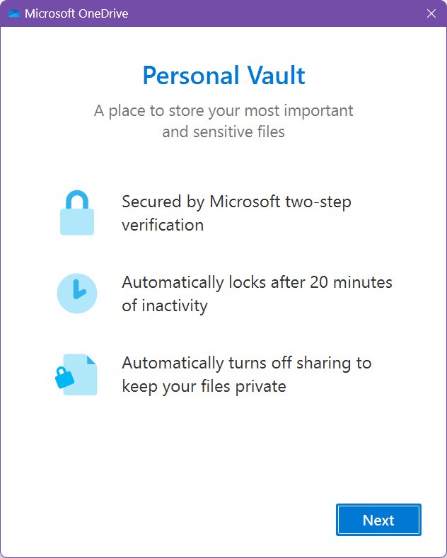 onedrive desktop accessing personal vault